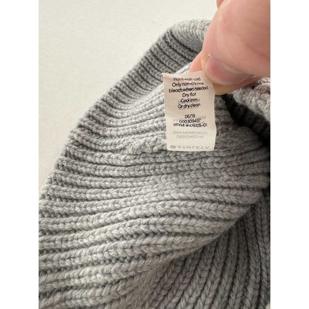 Athleta Hat Beanie Wool Women’s Grey One Size Slouchy Stripe Warm Casual Ribbed‍ - Picture 7 of 7
